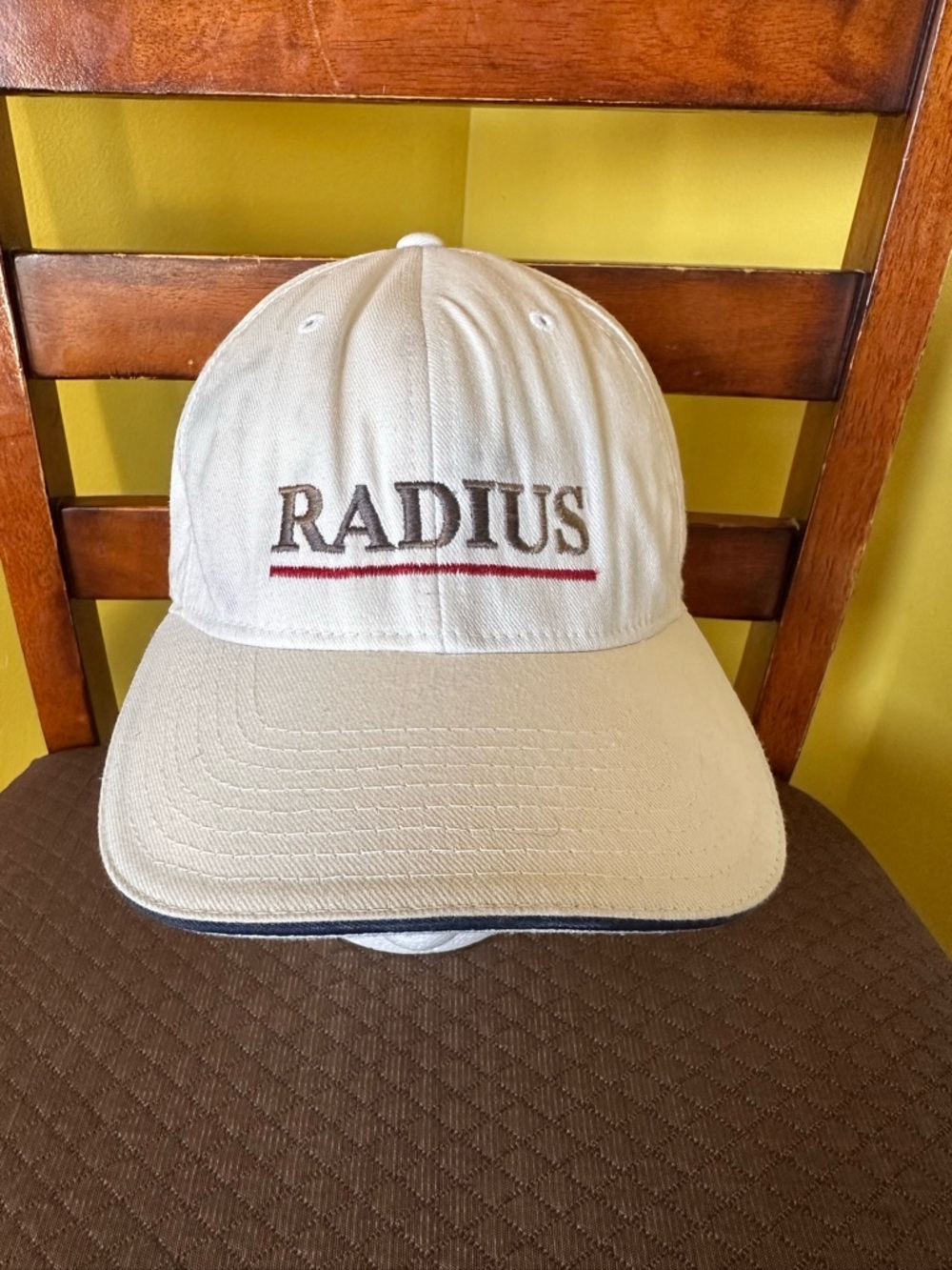 Radius Embroidered Khaki Baseball Cap - Beige with Red Accent